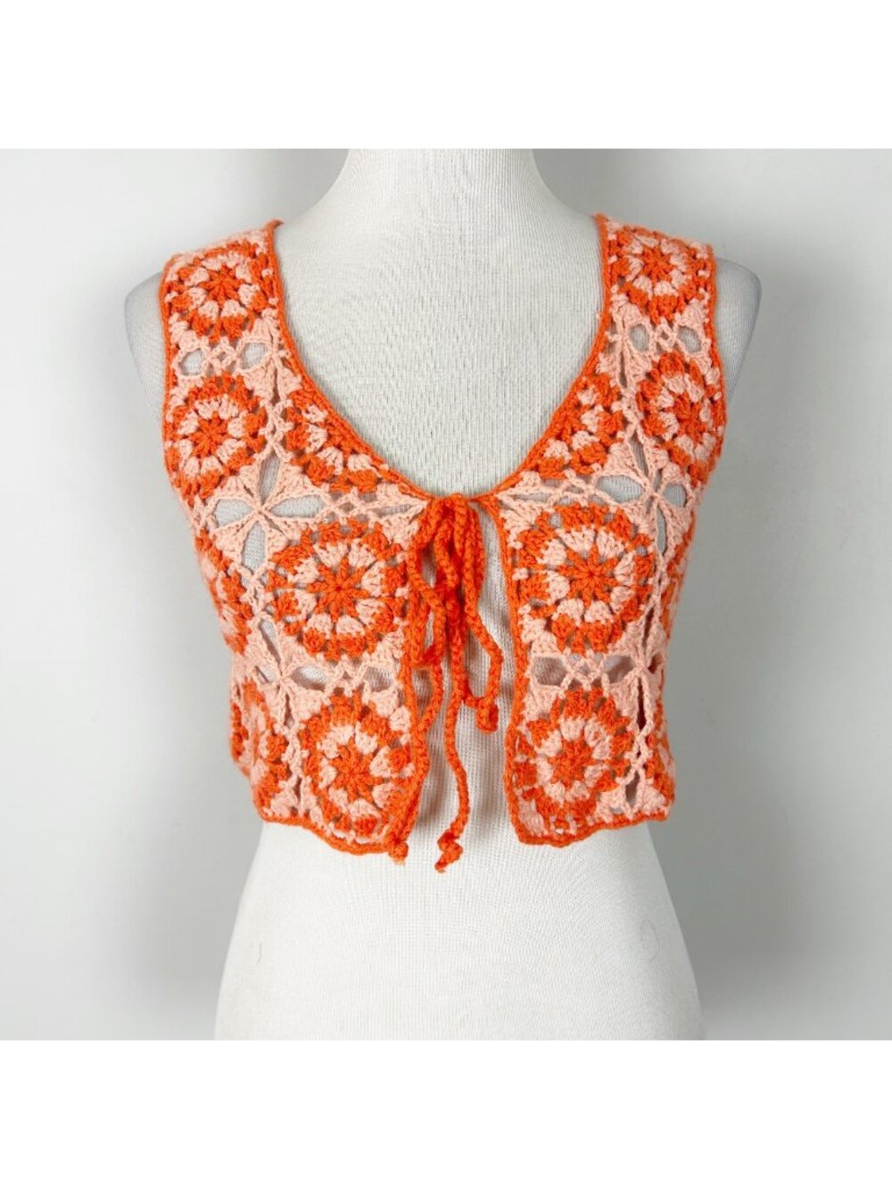 Women's Grannysquare Crochet Layering Top‎ Boho Festival Size Small